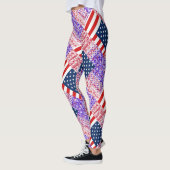 米国国旗の青い背景レギンス レギンス (左)