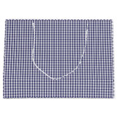 米国国旗の青と白のギンガムがチェック済み ラージペーパーバッグ (正面)