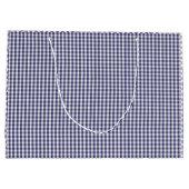 米国国旗の青と白のギンガムがチェック済み ラージペーパーバッグ (裏面)