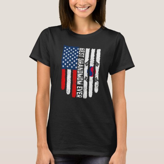 米国国旗の韓国国旗の最高の祖父母 Tシャツ (正面)