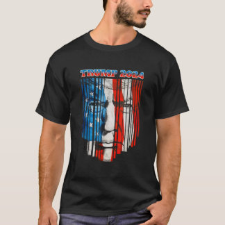 米国国旗の顔トランプ2024ヴィンテージドナルド・トランプ4位 Tシャツ