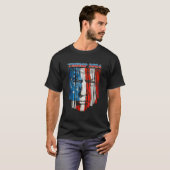 米国国旗の顔トランプ2024ヴィンテージドナルド・トランプ4位 Tシャツ (正面フル)