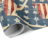 米国国旗の風化された星とストライプ ラッピングペーパー (ロールコーナー)