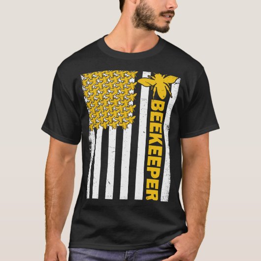 米国国旗の養蜂家養蜂の女性男性 Tシャツ (正面)