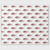 米国国旗の魚の模様 ラッピングペーパー (フラット)