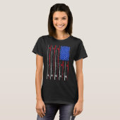 米国国旗の魚釣りロッドトップ Tシャツ (正面フル)