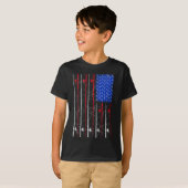米国国旗の魚釣りロッドトップ Tシャツ (正面フル)