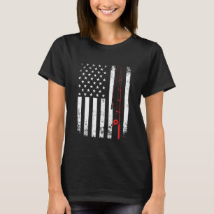 米国国旗の魚釣りロッド – フィッシャーマントップH Tシャツ