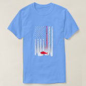 米国国旗の魚釣りロッドUSA愛国的な恋人 Tシャツ (デザイン正面)