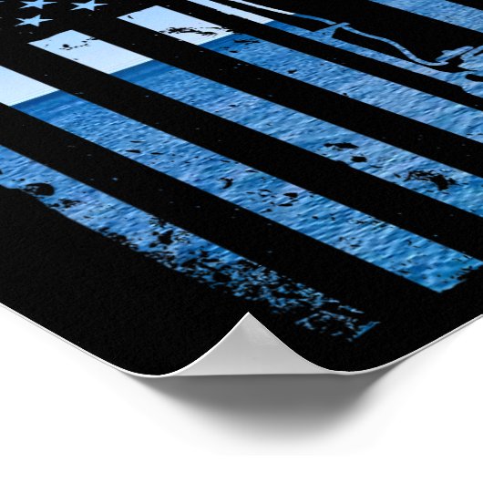 米国国旗の魚釣り漁師おもしろいBフィッシュイン ポスター (角)