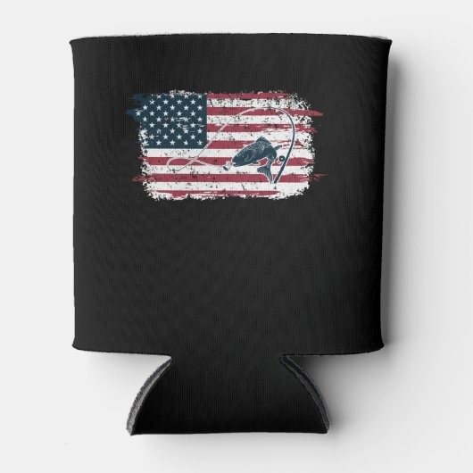 米国国旗の魚釣り 缶クーラー (正面)