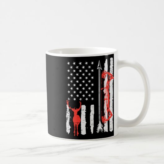米国国旗の鹿の弓狩り愛国射手ハンターM コーヒーマグカップ (右)