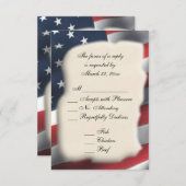 米国国旗のRSVP 出欠カード (正面/裏面)