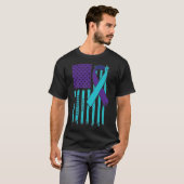 米国国旗ひとり自殺防止Awで戦う人はいない Tシャツ (正面フル)