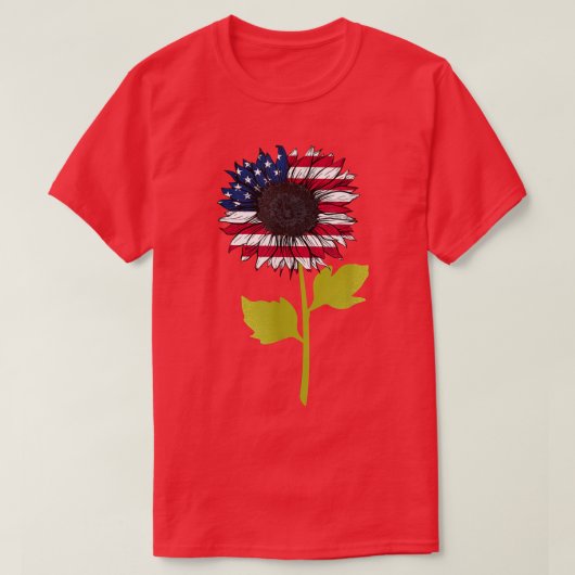 米国国旗ひまわり花7月4日Independence U Tシャツ (デザイン正面)