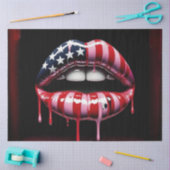 米国国旗をかむ唇の切り離し 薄葉紙 (クラフト)