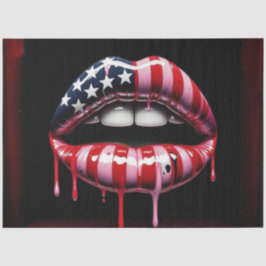 米国国旗をかむ唇の切り離し 薄葉紙