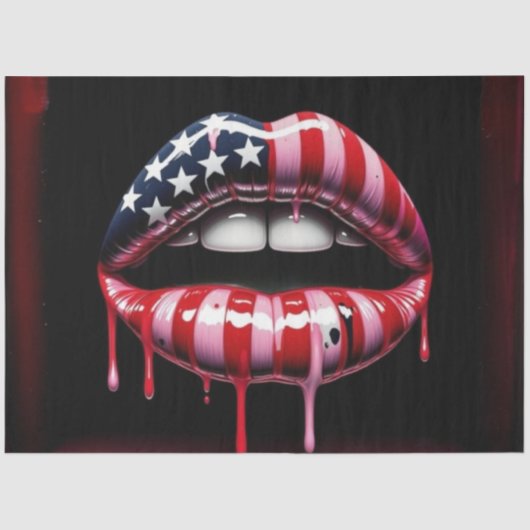 米国国旗をかむ唇の切り離し 薄葉紙 (正面)