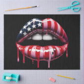 米国国旗をかむ唇の切り離し 薄葉紙 (クラフト)