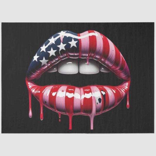 米国国旗をかむ唇の切り離し 薄葉紙 (正面)