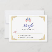 米国国旗をテーマにしたミニマル結婚リストの応答カード 出欠カード (正面)