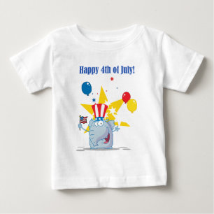 米国国旗を手にした愛国象 ベビーTシャツ