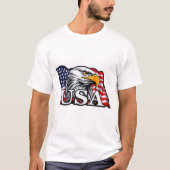 米国国旗を持つアメリカのハゲのワシ – 愛国的なアメリカ Tシャツ (正面)