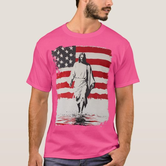 米国国旗を持つイエス Tシャツ (正面)