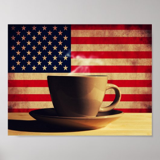 米国国旗を持つコーヒー ポスター (正面)