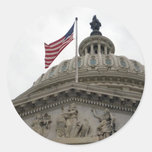 米国国旗を持つ米国議会建物 – 東 ラウンドシール (正面)