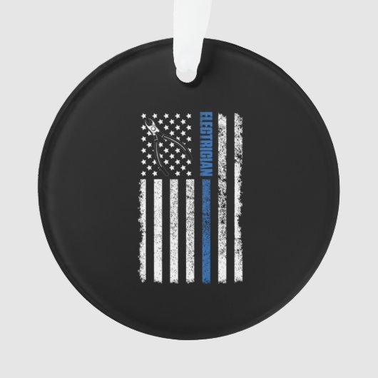 米国国旗を持つ電気技師 オーナメント (正面)