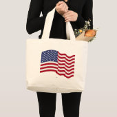 米国国旗を振る ラージトートバッグ (正面(商品))