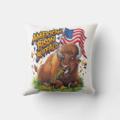 米国国旗を掲げたバイソン クッション (裏面)
