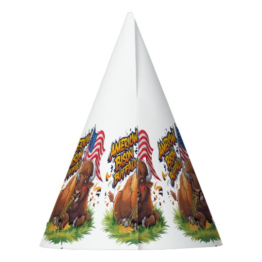 米国国旗を掲げたバイソン パーティーハット (裏面)