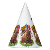 米国国旗を掲げたバイソン パーティーハット (左)