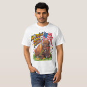 米国国旗を掲げたバイソン Tシャツ (正面フル)