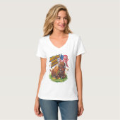 米国国旗を掲げたバイソン Tシャツ (正面フル)