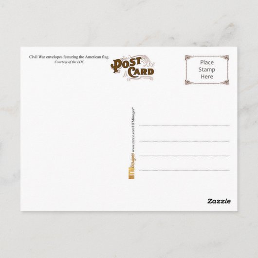 米国国旗を掲げた内戦の封筒 ポストカード (裏面)