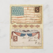 米国国旗を掲げた内戦の封筒 ポストカード (正面)