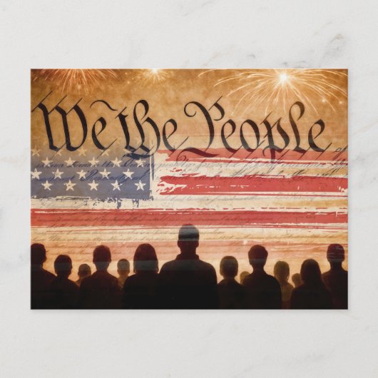 米国国旗を掲げた憲法退役軍人の日 ポストカード (正面)