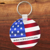 米国国旗を祝福する神 キーホルダー (正面)