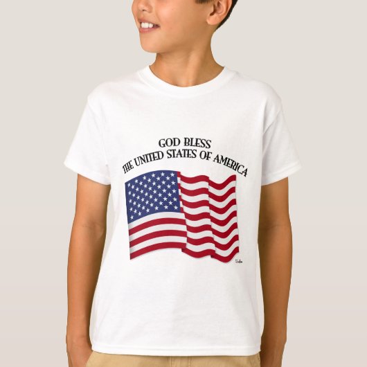 米国国旗を祝福する神 Tシャツ (正面)