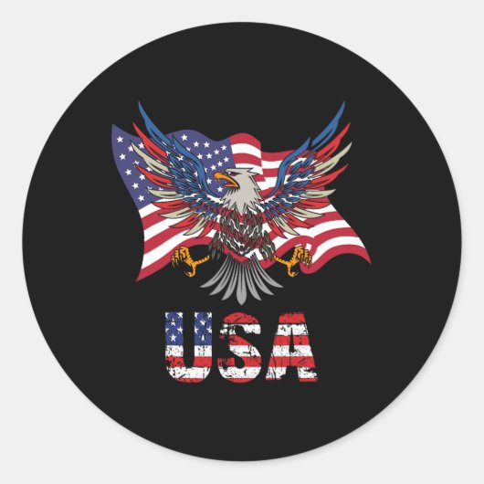 米国国旗アメリカ合衆国4日 ラウンドシール (正面)