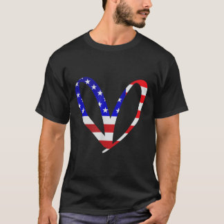 米国国旗アメリカ愛国的ハート軍Mem Tシャツ