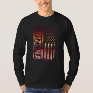 米国国旗アリゾナ・サボテン7月4日T型メンズW Tシャツ