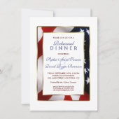 米国国旗エレガントの金ゴールドリハーサル夕食会 招待状 (正面)