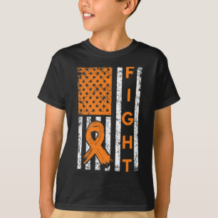 米国国旗オレンジリボン白血病認識度 Tシャツ