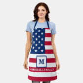 米国国旗カスタマイズ7月4日 エプロン (着用した状態)