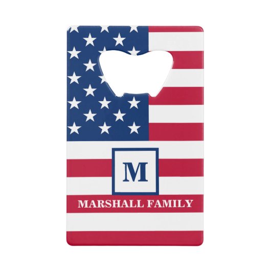 米国国旗カスタマイズ7月4日 クレジットカード栓抜き (正面)