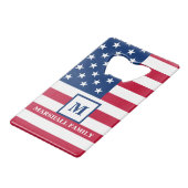 米国国旗カスタマイズ7月4日 クレジットカード栓抜き (正面アングル)